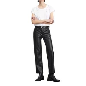 The‎ Kooples Faux Leather Pants Black Straight Leg Trousers FR 38 US 6